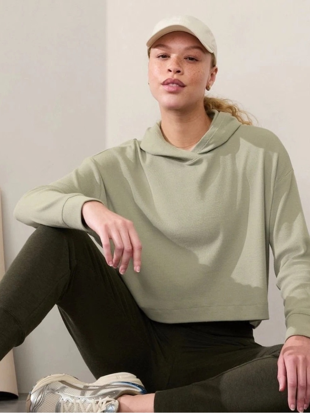 Athleta Sage Green Ribbed Hoodie